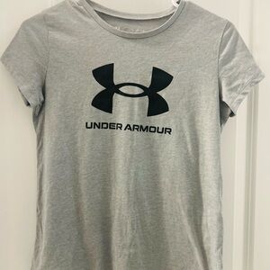 Under Armour Girls Heather Gray Crew Neck Tee